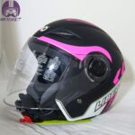 کلاه کاسکت بدون فک لیبرو رنگ مشکی مات-صورتی - تصویر 5