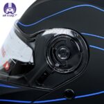 کلاه کاسکت بلوتوث دار فک متحرک ردلاین مدل ۹۳۷ رنگ مشکی آبی - تصویر 9