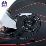 کلاه کاسکت بلوتوث دار فک متحرک ردلاین مدل ۹۳۷ رنگ مشکی قرمز - تصویر 12