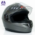 کلاه کاسکت فک ثابت راپیدو مدل 966 شال دار رنگ خاکستری - تصویر 4