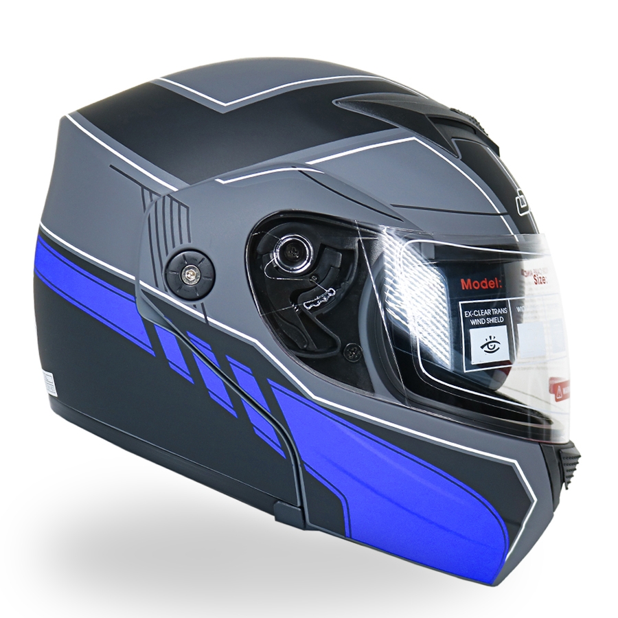 کلاه کاسکت فک متحرک DA1 مدل 102 رنگ آبی مشکی