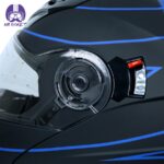 کلاه کاسکت بلوتوث دار فک متحرک ردلاین مدل ۹۳۹ ضربدری رنگ آبی مشکی - تصویر 8