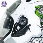 کلاه کاسکت بدون فک دی ای وان مدل 407 رنگ سفید سبز - تصویر 7