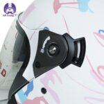 کلاه کاسکت بلوتوث دار بدون فک ردلاین مدل ۹۶۶ رنگ سفید صورتی - تصویر 8