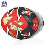 کلاه کاسکت فک متحرک Da1 مدل ۱۰2 طرح اسکلت مشکی قرمز گرافیکی - تصویر 6