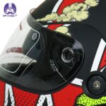 کلاه کاسکت فک متحرک Da1 مدل ۱۰2 طرح اسکلت مشکی قرمز گرافیکی - تصویر 8