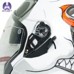 کلاه کاسکت بدون فک دی ای وان کد 407 طرح بوفالو رنگ نارنجی - تصویر 7