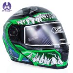 کلاه کاسکت فک متحرک RXR مدل 691 طرح هالوین سبز - تصویر 3