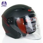 کلاه کاسکت بدون فک ردلاین مدل 956 رنگ مشکی قرمز مات - تصویر 3
