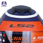 کلاه کاسکت فک متحرک ال اس تو مدل ls2 of345-5 رنگ آبی نارنجی - تصویر 7