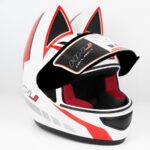 کلاه کاسکت خرگوشی اچ ان جی مدل HNJ 902 White Red - تصویر 4