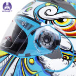 کلاه کاسکت فک متحرک دی ای وان 108 مدل Festive Blue - تصویر 7