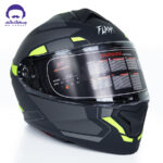 کلاه کاسکت بلوتوث دار فک متحرک فلش مدل 935V رنگ سبز طوسی - تصویر 4
