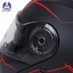 کلاه کاسکت ردلاین مدل 937 رنگ ضربدری قرمز به همراه هندزفری بلوتوثی و کیف حمل و پد گردن مجموعه 4 عددی - تصویر 9
