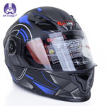 کلاه کاسکت ردلاین مدل 939 طرح Blue Time به همراه هندزفری بلوتوثی و کیف حمل و پد گردن مجموعه 4 عددی - تصویر 4