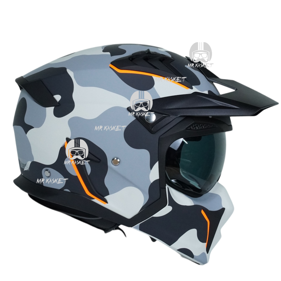 کلاه کاسکت فک جدا برند راپیدو 890 مدل اسکورپین طرح چریکی طوسی 1 کلاه کاسکت فک جدا برند راپیدو 890 مدل اسکورپین طرح چریکی طوسی همراه با بلوتوث