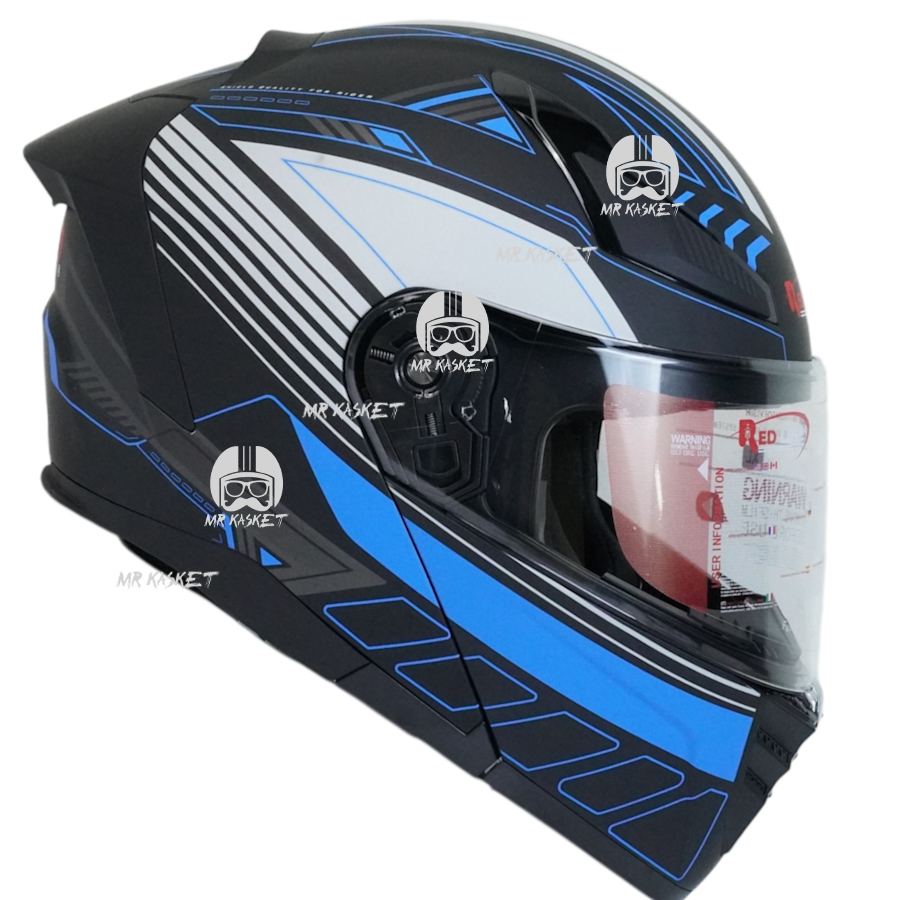 کلاه کاسکت فک متحرک ردلاین کد 960 مدل matt black blue overture 1 کلاه کاسکت فک متحرک رد لاین کد 960 مدل matt black blue overture