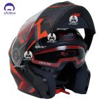 کلاه کاسکت فک محترک ردلاین 939 مدل mat black red - تصویر 4