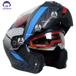 کلاه کاسکت فک متحرک بلوتوث دار ردلاین کد 960 مدل matt black blue overture - تصویر 4