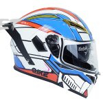 کلاه کاسکت فک متحرک بلوتوث دار کایک مدل Blue White Mecha