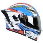 کلاه کاسکت فک متحرک بلوتوث دار کایک مدل Blue White Mecha - تصویر 9