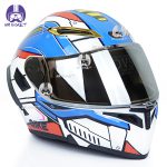 کلاه کاسکت فک متحرک بلوتوث دار کایک مدل Blue White Mecha - تصویر 10