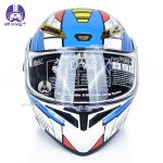 کلاه کاسکت فک متحرک بلوتوث دار کایک مدل Blue White Mecha - تصویر 2