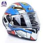 کلاه کاسکت فک متحرک بلوتوث دار کایک مدل Blue White Mecha - تصویر 3