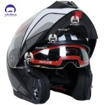 کلاه کاسکت فک متحرک بلوتوث دار ردلاین کد 960 مدل matt black grey warframe - تصویر 4