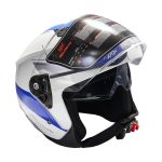 کلاه کاسکت بدون فک فلش مدل 852 glossy white-blue - تصویر 3