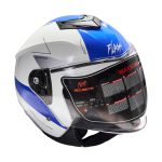 کلاه کاسکت بدون فک فلش مدل 852 glossy white-blue - تصویر 4
