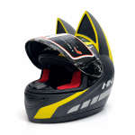 کلاه کاسکت خرگوشی اچ ان جی مدل HNJ 902 Matt Black-Yellow - تصویر 4