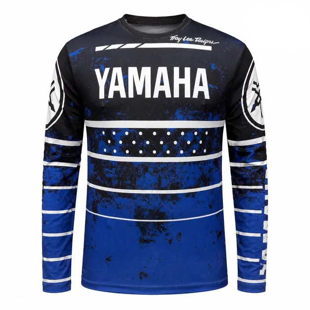 آستین بلند موتورسواری طرح Yamaha آبی سفید نقطه ای 22 تیشرت آستین بلند موتور سواری طرحYamaha آبی سفید نقطه ای