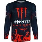 تیشرت آستین بلند موتور سواری طرح monster134 مشکی قرمز